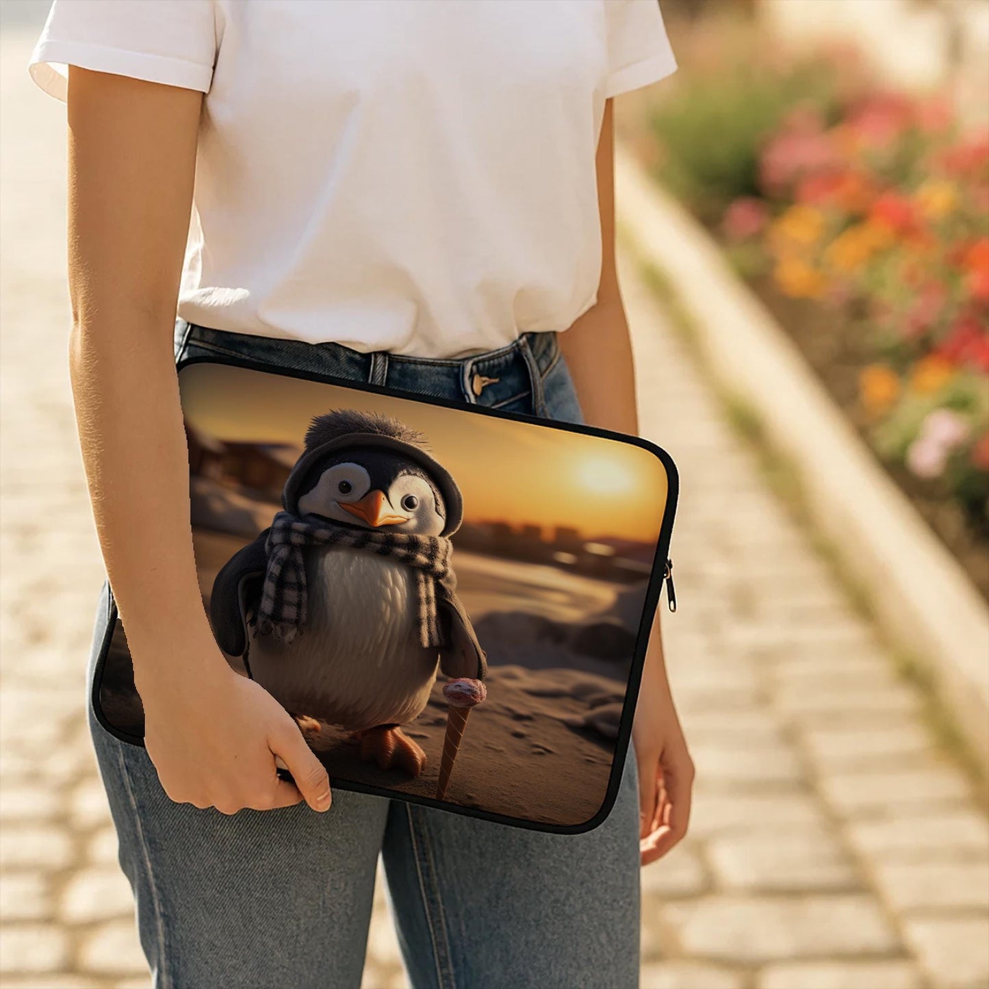 Charming Penguin Laptop Sleeve with Cozy Winter Design | Adorable Animal Tech Protection | Unique Gift for Students & Professionals