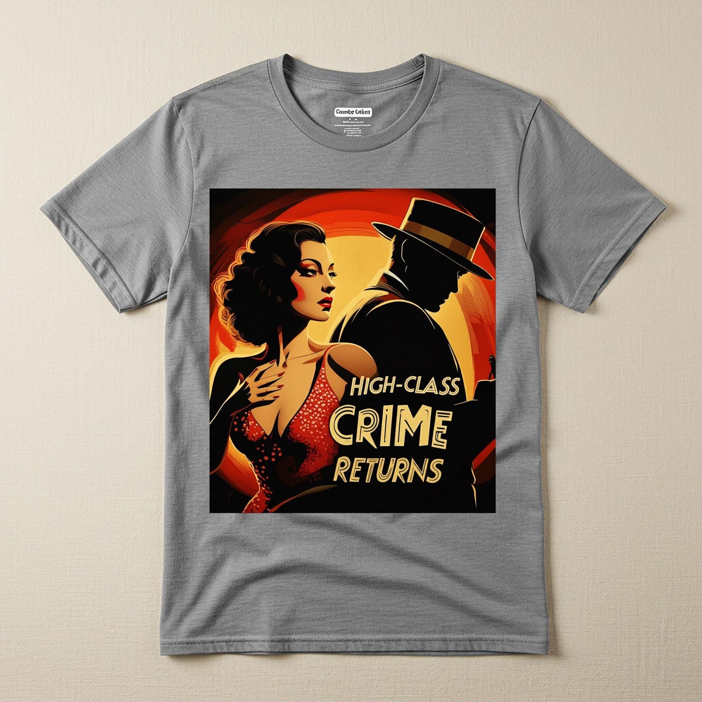 Unisex Garment-Dyed Film Noir T-shirt | Vintage Crime Pulp Fiction Art Tee | Mystery Lover Gift Retro Glamour Classic Hollywood Style