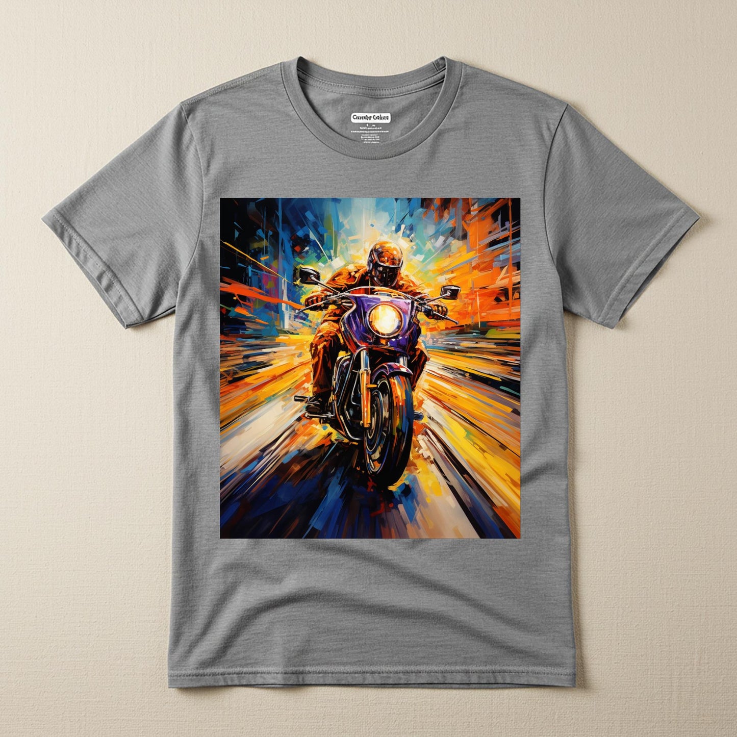Vibrant Abstract Motorcycle Art Tee | Dynamic Biker Shirt | Freedom Rider Apparel | Unisex Garment-Dyed T-shirt | Unique Gift for Riders