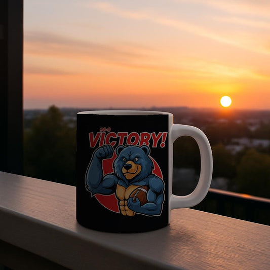 Football Victory Mug, Sports Fan Gift, Muscular Bear Game Day Coffee Cup, Winning Team Celebration, Coach Player Present, Man Cave Decor