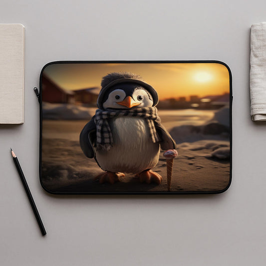 Charming Penguin Laptop Sleeve with Cozy Winter Design | Adorable Animal Tech Protection | Unique Gift for Students & Professionals